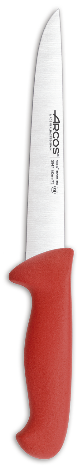 ARCOS Serie 2900 - Cuchillo Profesional Carnicero Ancho 20 cm Acero NITRUM.  Rojo